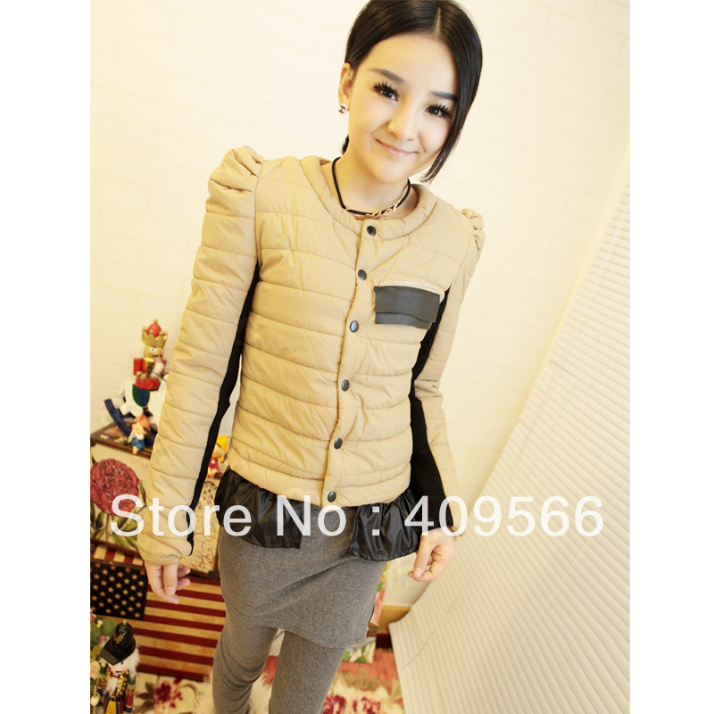 2012 winter short design wadded jacket slim cotton-padded puff sleeve shoulder pads  outerwear female