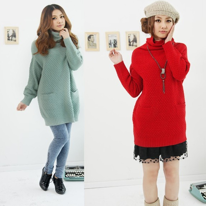 2012 winter slim hip sweater dress medium-long basic shirt turtleneck pineapple sweater outerwear female