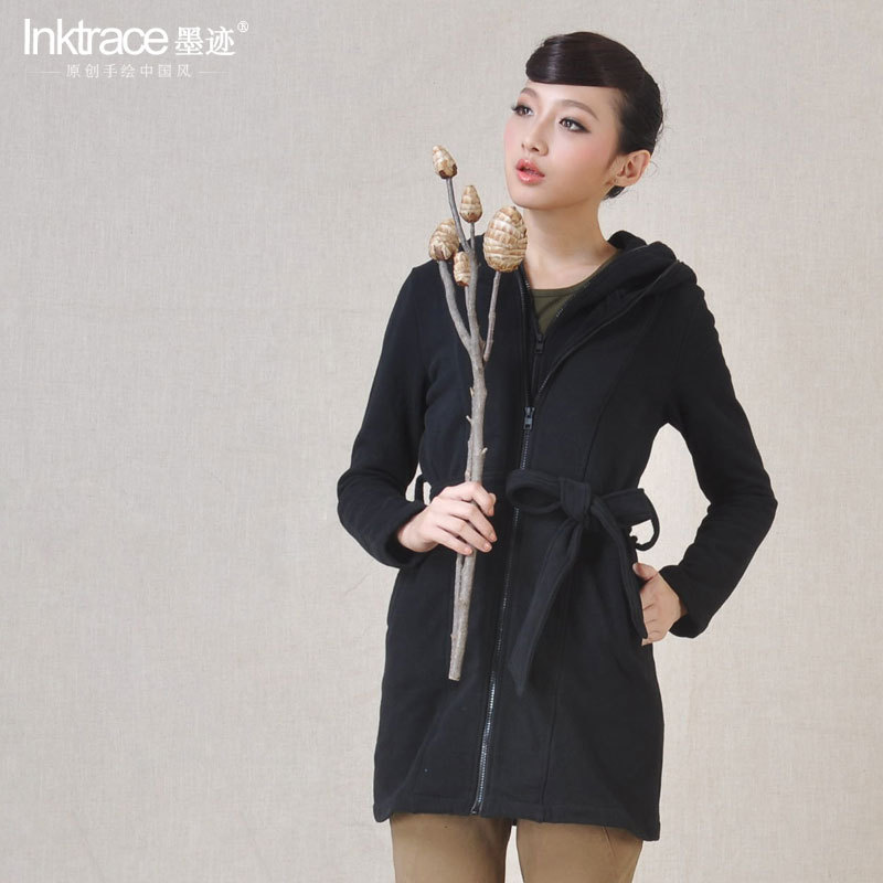 2012 winter slim medium-long with a hood long design cotton-padded coat female h1138409