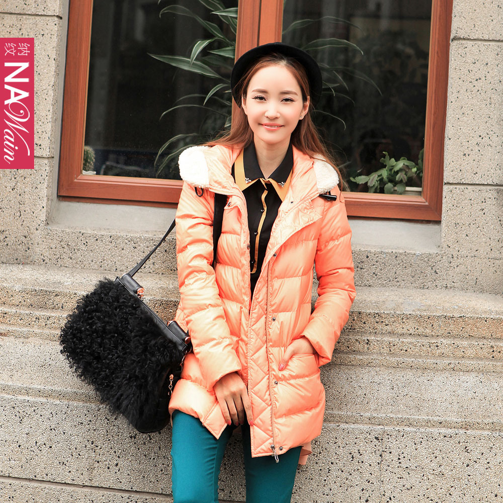 2012 winter stand collar outerwear female down coat medium-long female n41521e