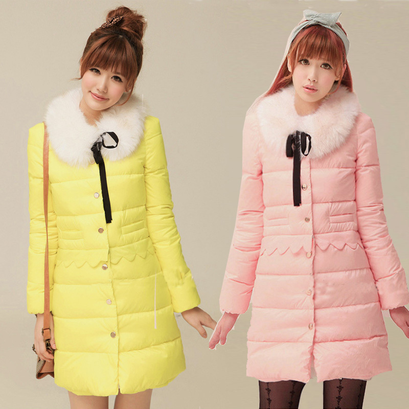 2012 winter sweet candy color variety draw twinset fur collar cotton-padded jacket wadded jacket 8105