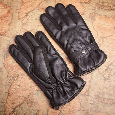 2012 winter thermal lining berber fleece leather male leather gloves