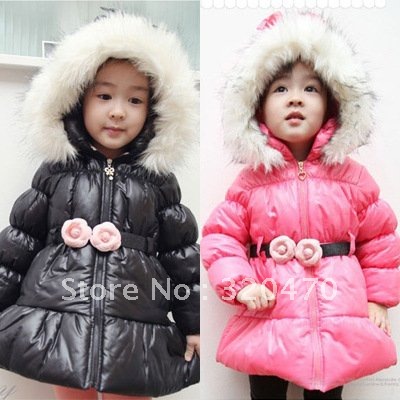2012  Winter thick down children's clothing light cloth cotton-padded hooded wadded jacket down coat h11117