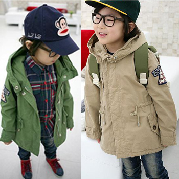 2012 winter thickening thermal child male child girls clothing zipper with a hood cotton trench