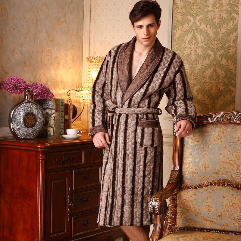 2012 winter thickening thermal cotton-padded noble nobility male robe bathrobes lounge