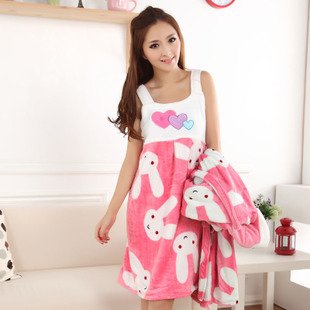 2012 winter thickening thermal flannel spaghetti strap sleep set lounge set cotton pink sleepwear