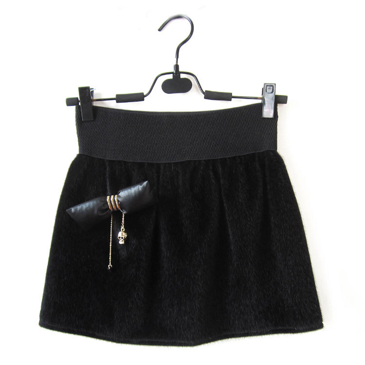 2012 winter tufting thick cloth bow pin black slim hip skirt mini a-line skirt Leather fashion