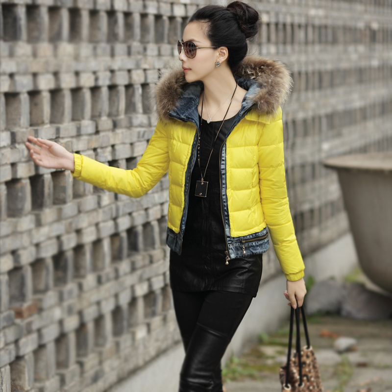 2012 winter wadded jacket female thickening wadded jacket outerwear female slim raccoon fur wadded jacket female