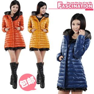 2012 winter wadded jacket women's medium-long cotton-padded jacket thickening outerwear PU medium-long cotton-padded jacket