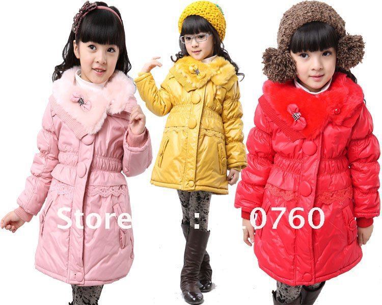 2012 Winter Wholeslae 3pcs/lot Sweet lace girls cotton padded coat,children down jacket, baby girl outerwear,free shipping