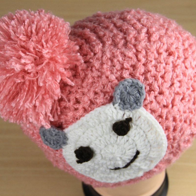 2012 Winter Women Handmade Knitted Beanie Hat Pom Pom Bear Hat 3 Colors + Free Shipping