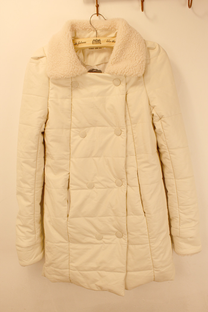 2012 winter women outerwear women's medium-long cotton leather clothing slim fur collar PU wadded jacket