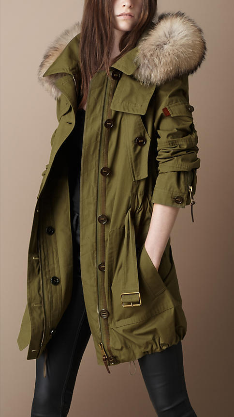 2012  Winter Women's Army Green cotton-padded  Raccoon Hair  Jacket coat Zipper With Hats Overcoat