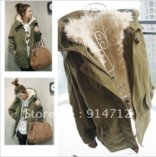 2012 winter women's cotton-padded jacket outerwear cotton-padded jacket berber fleece liner trench