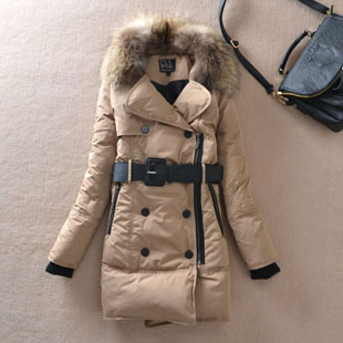 2012 winter women's fashion large fur collar medium-long thickening slim down coat 3