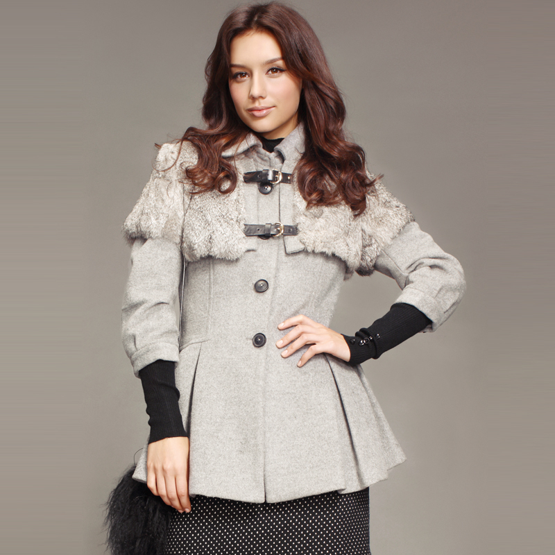 2012 winter women's formal gentlewomen all-match design short rabbit fur coat fur 1114117