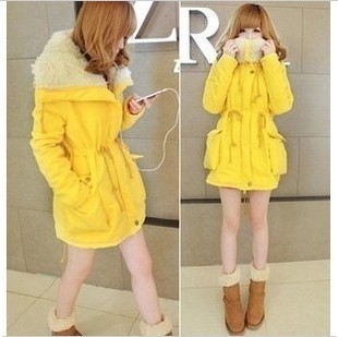 2012 winter women's long-sleeve fur collar drawstring lacing slim wadded jacket cotton-padded jacket female