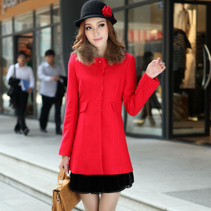 2012 winter women's medium-long slim plus size woolen outerwear Women wool coat female trench outergarment