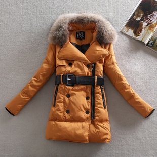 2012 winter women's outer wear wind coat / large fur collar slim fashion medium-long thickening down jacket 3color