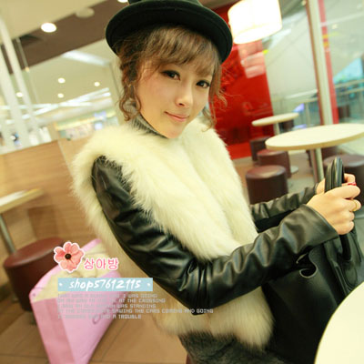 2012 winter women's patchwork slim fur coat faux two piece short design elegant leather clothing