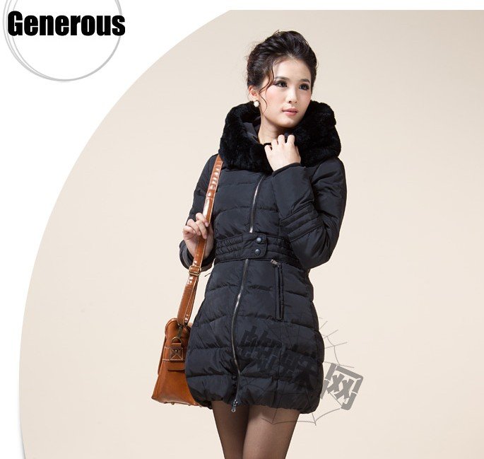 2012 Winter Women's Rabbit Fur Slim Medium-long Thickening Down Coat Free Shippig