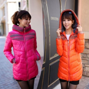 2012 winter women's slim wadded jacket, medium-long letter cotton-padded jacket hooded thickening