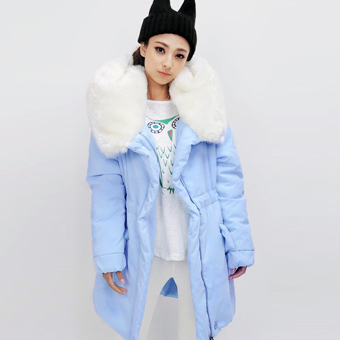 2012 winter women's thickening large fur collar large cap drawstring plus size women's cotton-padded jacket outerwear