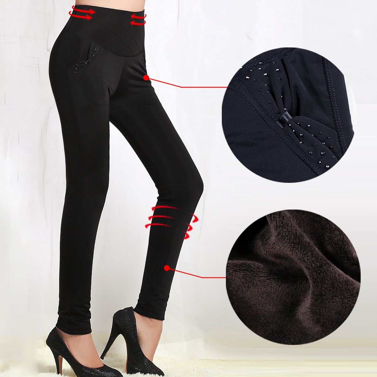 2012 winter women's thickening plus velvet butterfly diamond decoration legging beauty care warm pants bk104