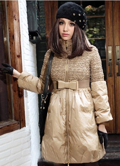 2012 winter women's thickening thermal blue fox fur collar medium-long down coat