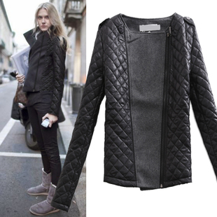 2012 winter women's vintage epaulette mosaic fashion o-neck slim cotton-padded woolen short jacket