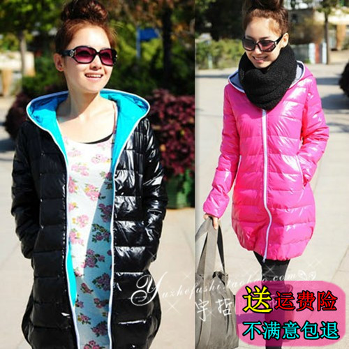 2012 winter women slim glossy medium-long down coat