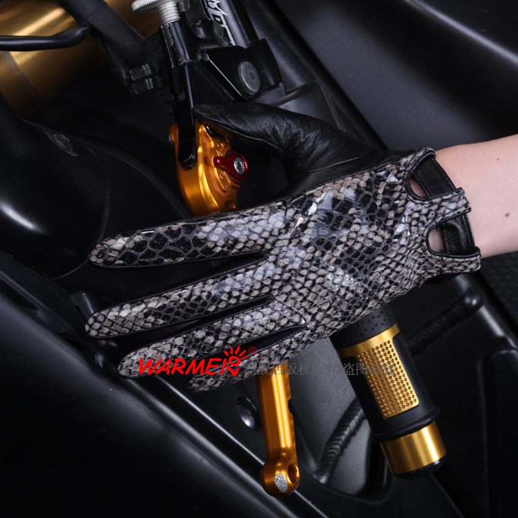 2012 winterTop suede women's snake genuine leather gothic gloves 1 pair/lot