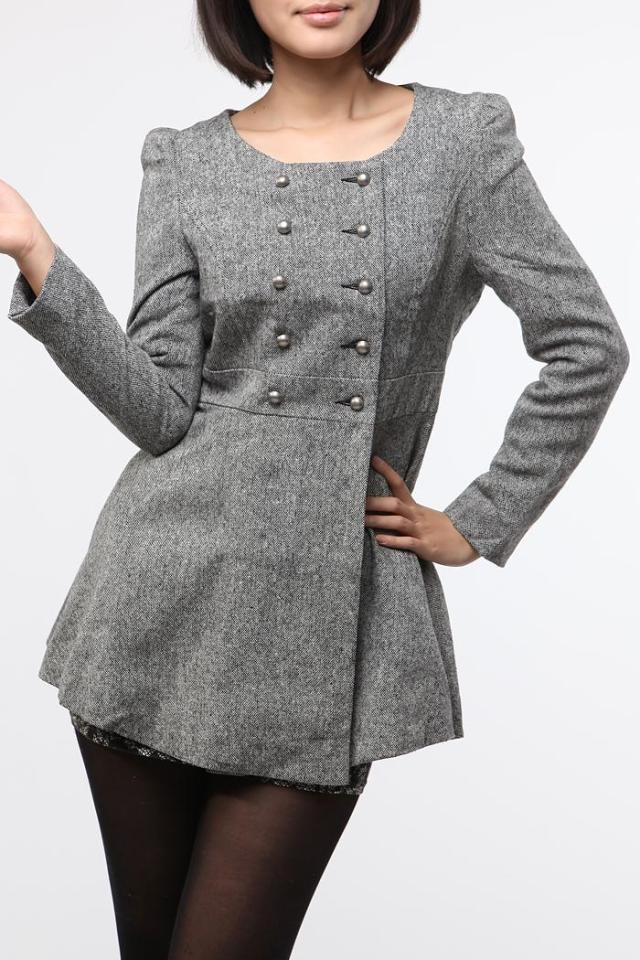 2012 Women 100% cotton puff sleeve trench outerwear plus size small 9c f001 WC001)