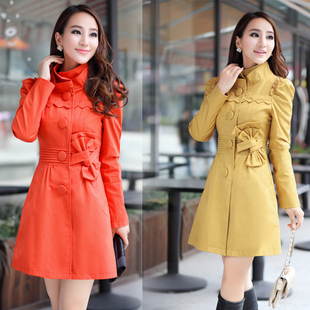 2012 Women autumn new arrival slim outerwear women's long-sleeve plus size trench female