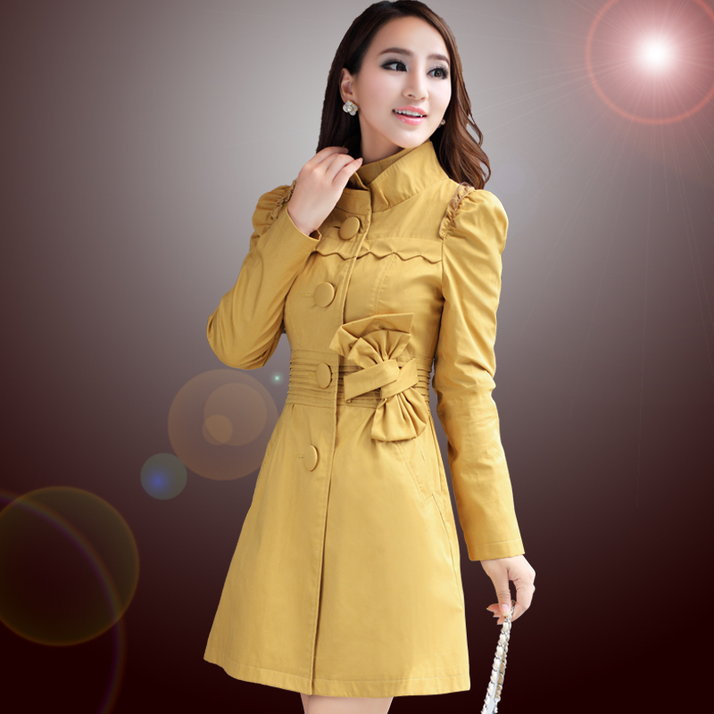2012 Women autumn new arrival slim outerwear women's stand collar plus size trench female