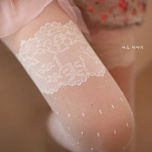 2012 Women black and white ultra-thin plaid vintage lace dot pantyhose stockings