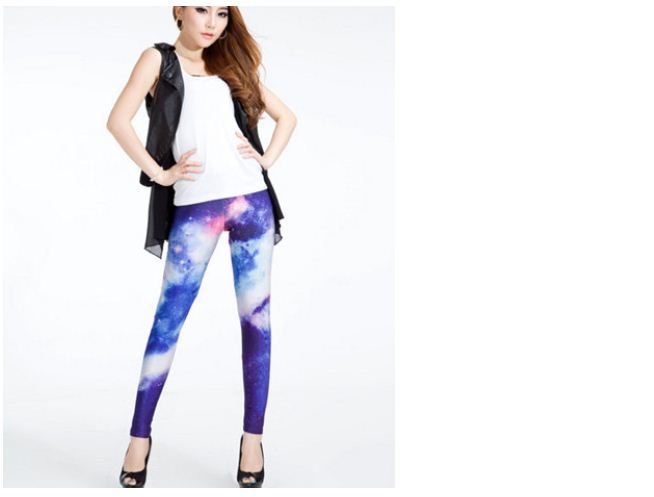 2012 Women Christmas Galaxy Digital Printed Print Cosmic Pattern Thick Winter Warm Stretch Leggings Tights trousers Pants 008