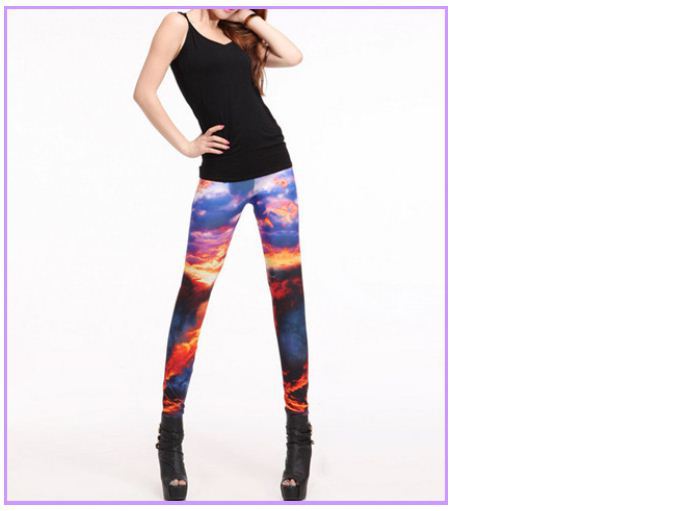 2012 Women Christmas Galaxy Digital Printed Print Cosmic Pattern Thick Winter Warm Stretch Leggings Tights trousers Pants 010