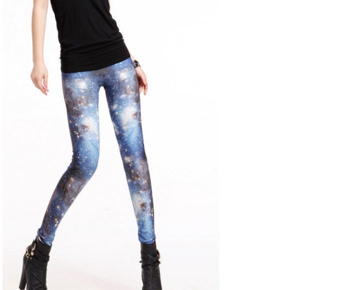 2012 Women Christmas Galaxy Digital Printed Print Cosmic Pattern Thick Winter Warm Stretch Leggings Tights trousers Pants