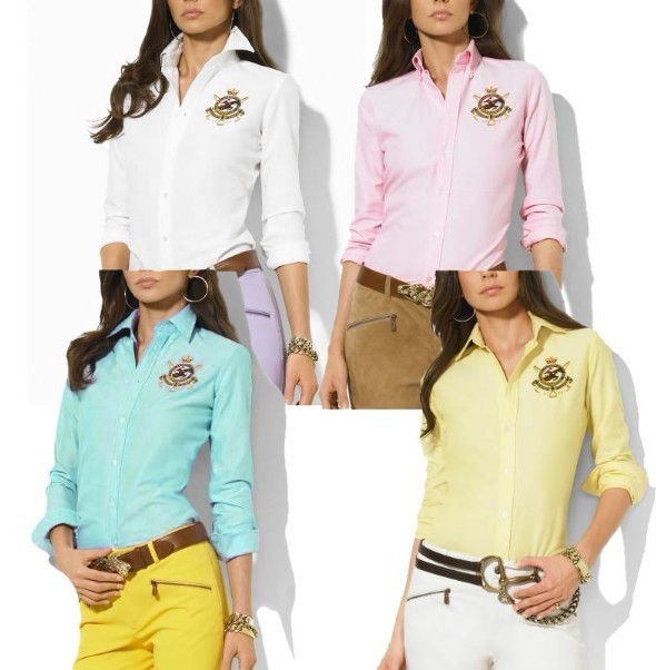 2012 Women embroidery polo long-sleeve slim turn-down collar shirt 5
