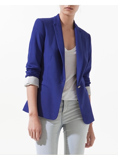 2012 Women European Style S-L  Slim Fit Blazer Pinstripe Lining Suit One Button Jacket Coat Five Colors