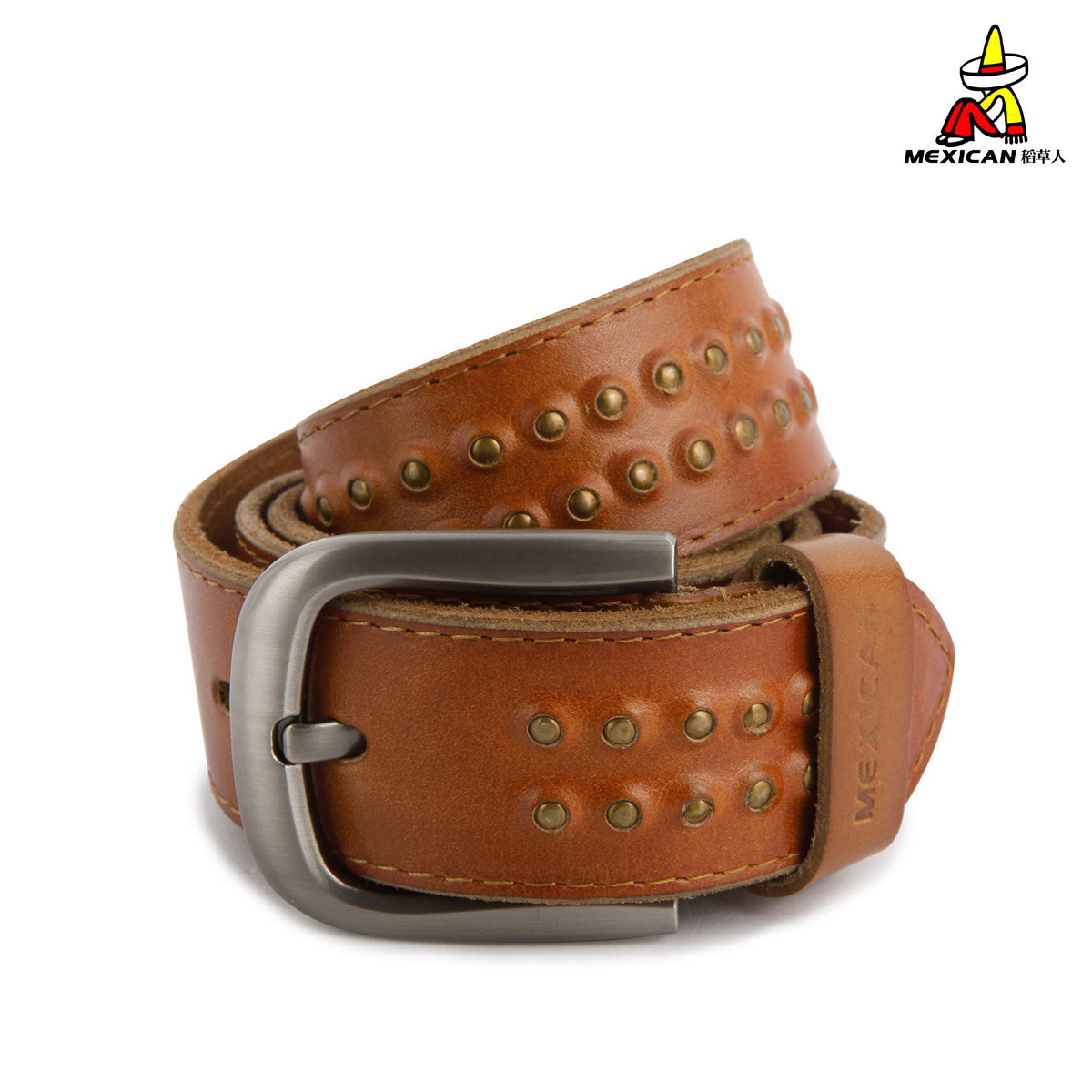 2012 Women fashion cowhide belt rivet genuine leather belt personality sewing thread pin buckle belt