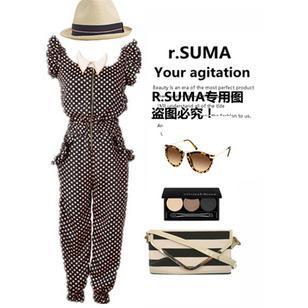 2012  women fashion polka dot fly sleeve jumpsuit overalls rompers one piece pants wholesale and retail