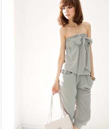 2012 Women Fashion Sleeveless bowknot Romper Strap Short Jumpsuit Scoop free shipping