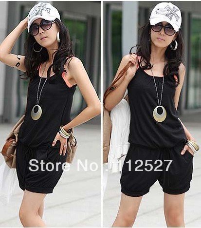 2012 Women Fashion Sleeveless Romper  C13154AL  Strap Short Jumpsuit Scoop free shipping