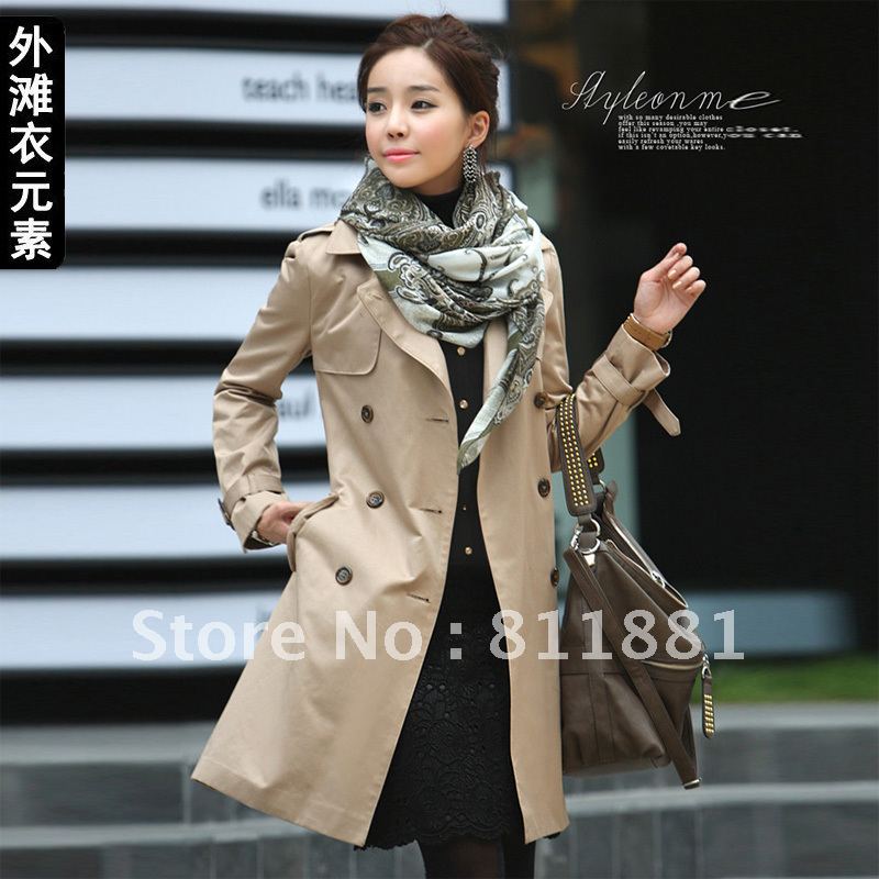 2012  Women Korean Spring and Autumn fashion windbreaker jacket female double-breasted Slim women windbreaker
