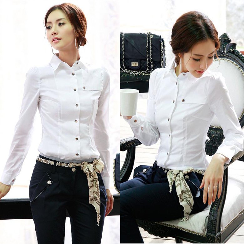 2012 women new arrival OL slim long-sleeve plus sizeshirt casual women's shirt size: