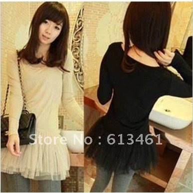 2012 Women new Autumn veil round neck to base long-sleeved dress tide