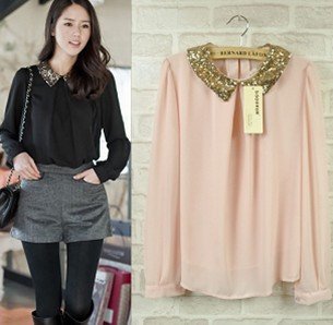 2012 women new chiffon blouse, elegant women classic wear, long sleeve retro turn-down collar dress shirt, free shipping clothes