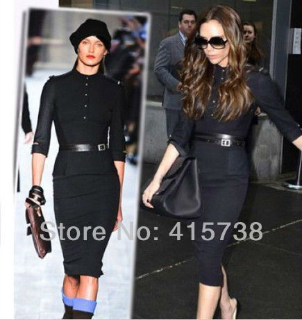 2012 WOMEN / OL FASHION / BRIEF STRAIGHT KNEE-LENGTH FORMAL DRESS WITH BELT